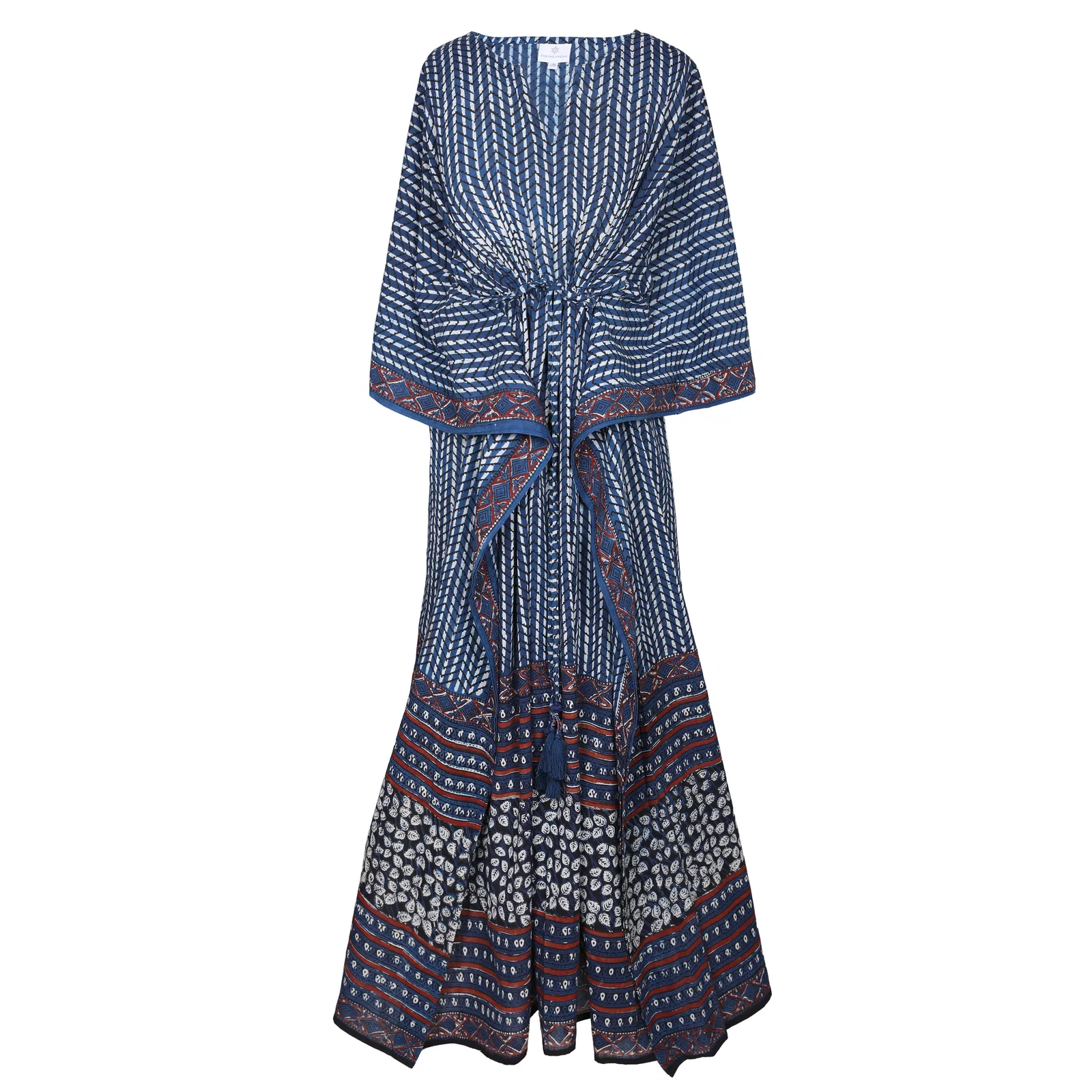 Image of Sirena Indigo Maxi Kaftan Dress Natural Dyes