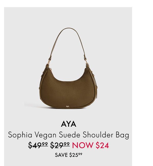 aya Sophia Vegan Suede Shoulder Bag