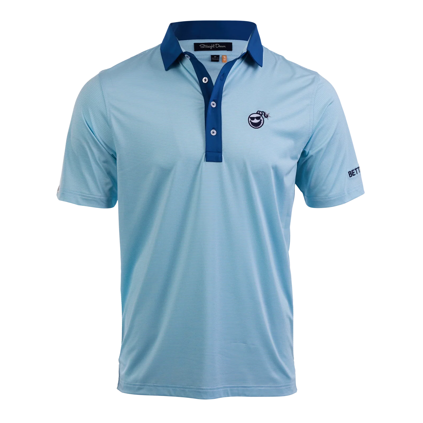 Image of Bettinardi Straight Down Sunglasses Bomb Murphy Stripe Polo (Cool Blue)