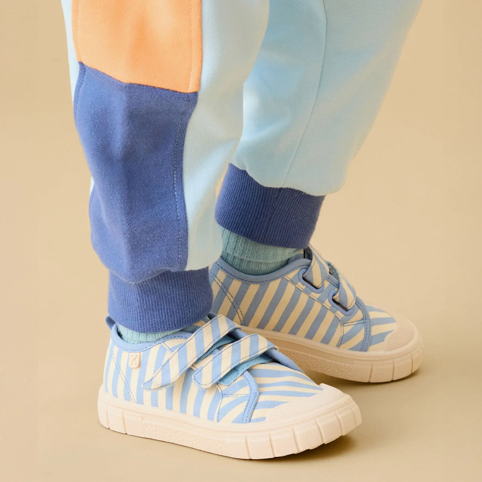 Image of KIDLY by MORI Striped Canvas Trainers - Blue