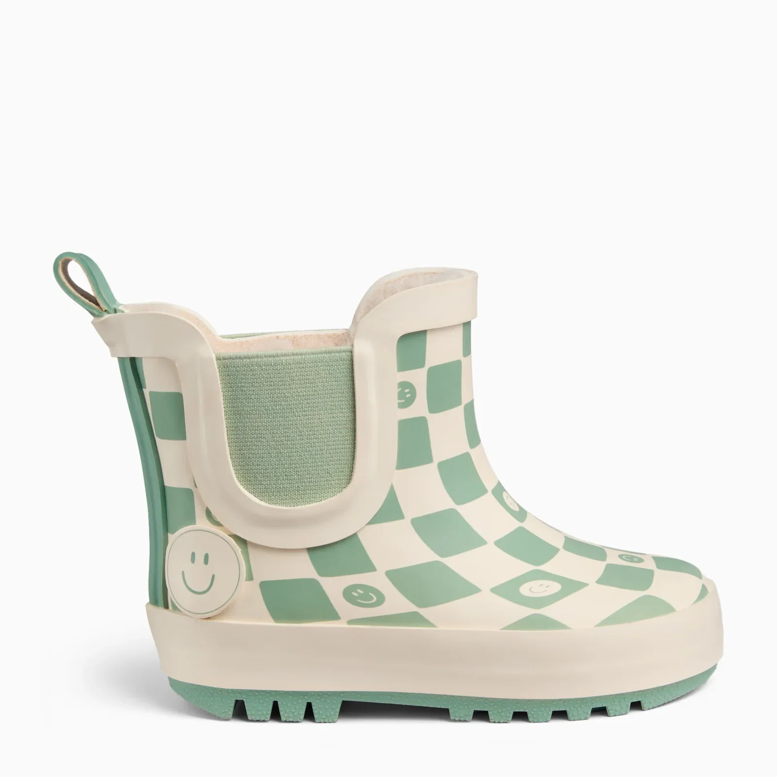 Image of KIDLY by MORI Check Short Wellies - Sage