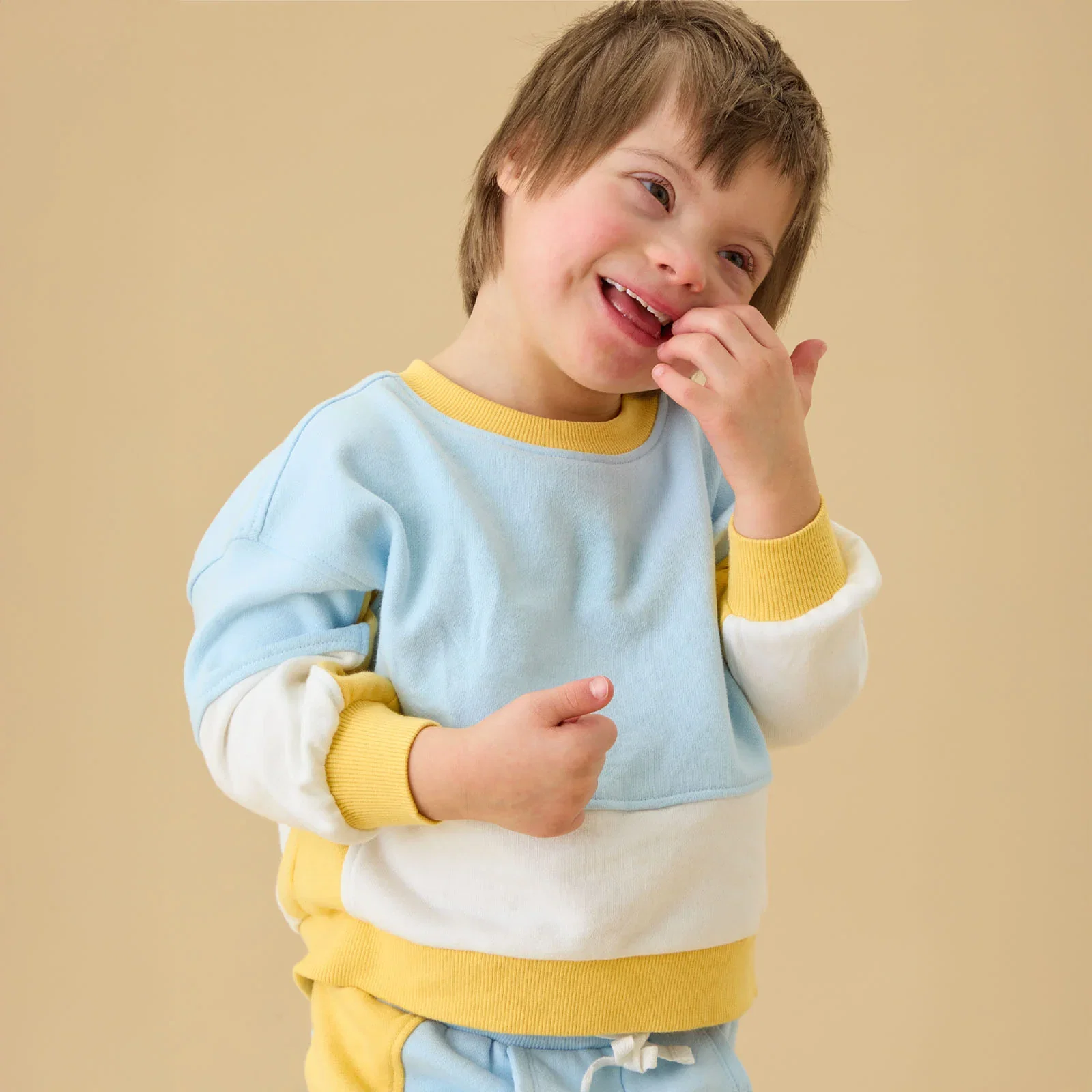 Image of KIDLY by MORI Colourblock Sweatshirt - Blue & Yellow