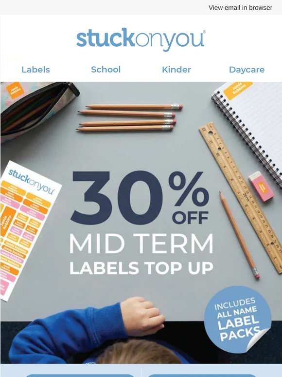 🎉 Enjoy 30% Off Name Labels – Top Up Now!