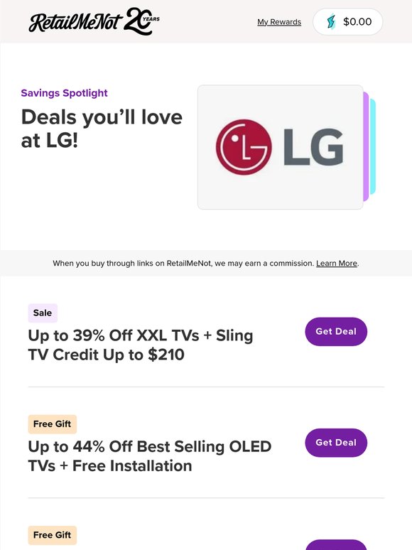 📺 LG: Up to 57% Off TVs + 10% Cash Back & More!