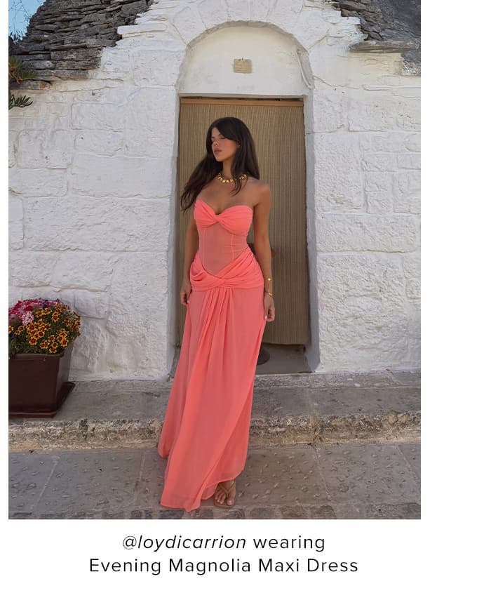 Evening Magnolia Strapless Maxi Dress Peach