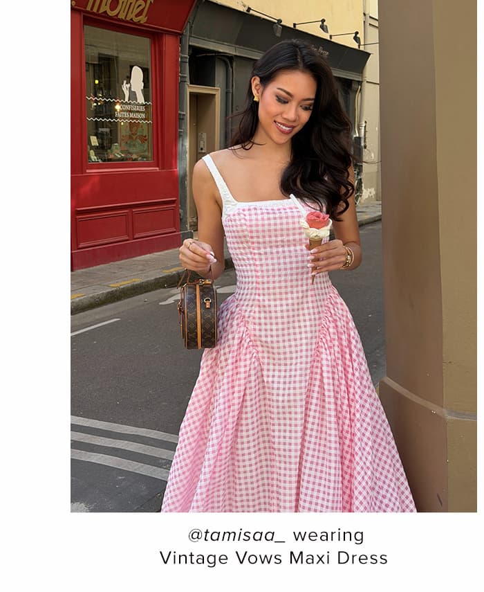 Vintage Vows Gingham Maxi Dress Blush