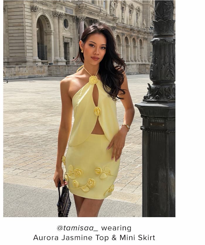 Aurora Jasmine Halter Top & Skirt Lemon