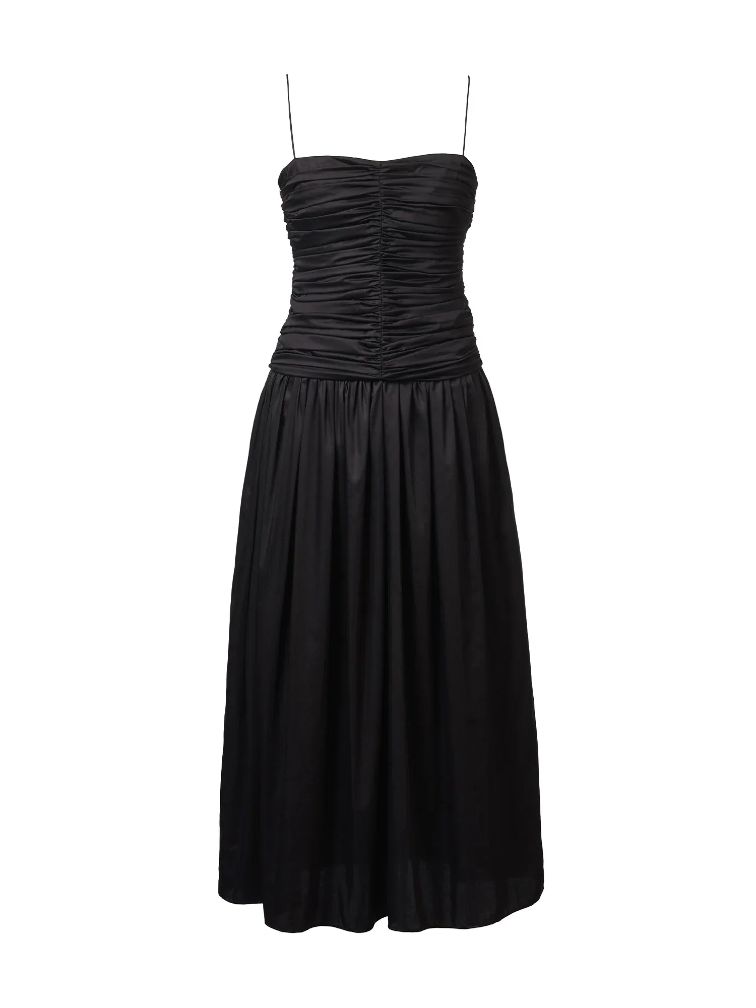 Image of Amina Ruched Cotton Midi Dress