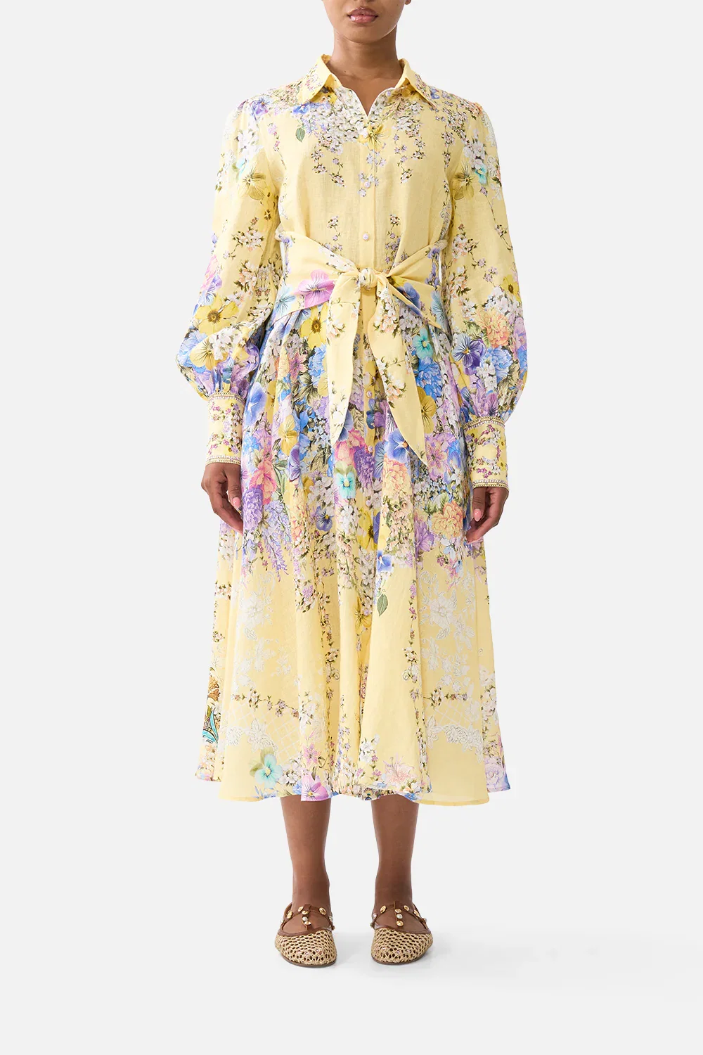 Image of WAIST TIE SHIRT DRESS DARLING BUDS