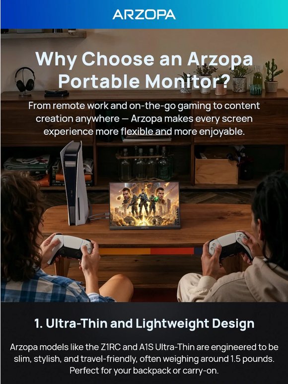🔍 Why Choose an Arzopa Portable Monitor?