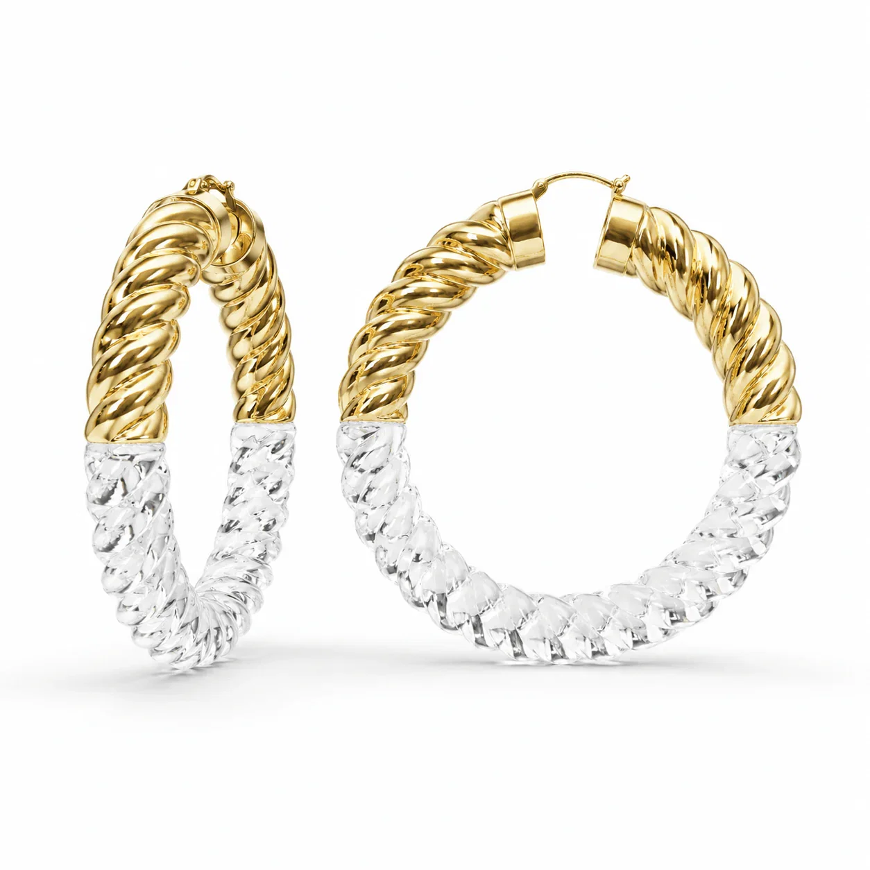 Image of XL Clear Chunky Rope Hoop Earrings