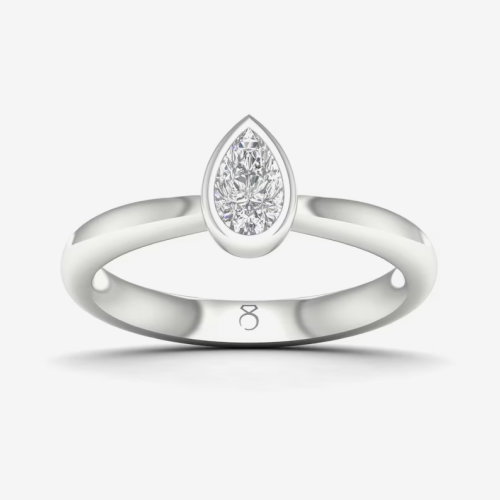 The Diamond Story 18ct White Gold Rub Over Pear Solitaire 0.30ct Diamond Ring