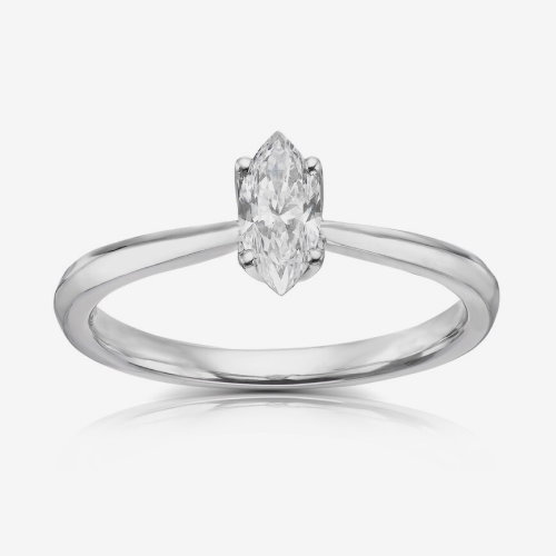 18ct White Gold Marquise Cut Solitaire 0.40ct Diamond Ring
