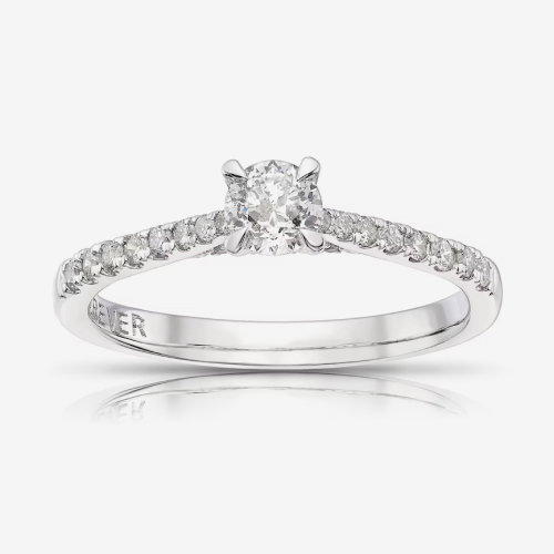 The Forever Diamond Platinum Solitaire Shoulder Detail 0.50ct Diamond Ring