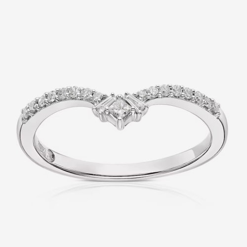 Emmy London 18ct White Gold 0.15ct Diamond Wishbone Shaped Ring