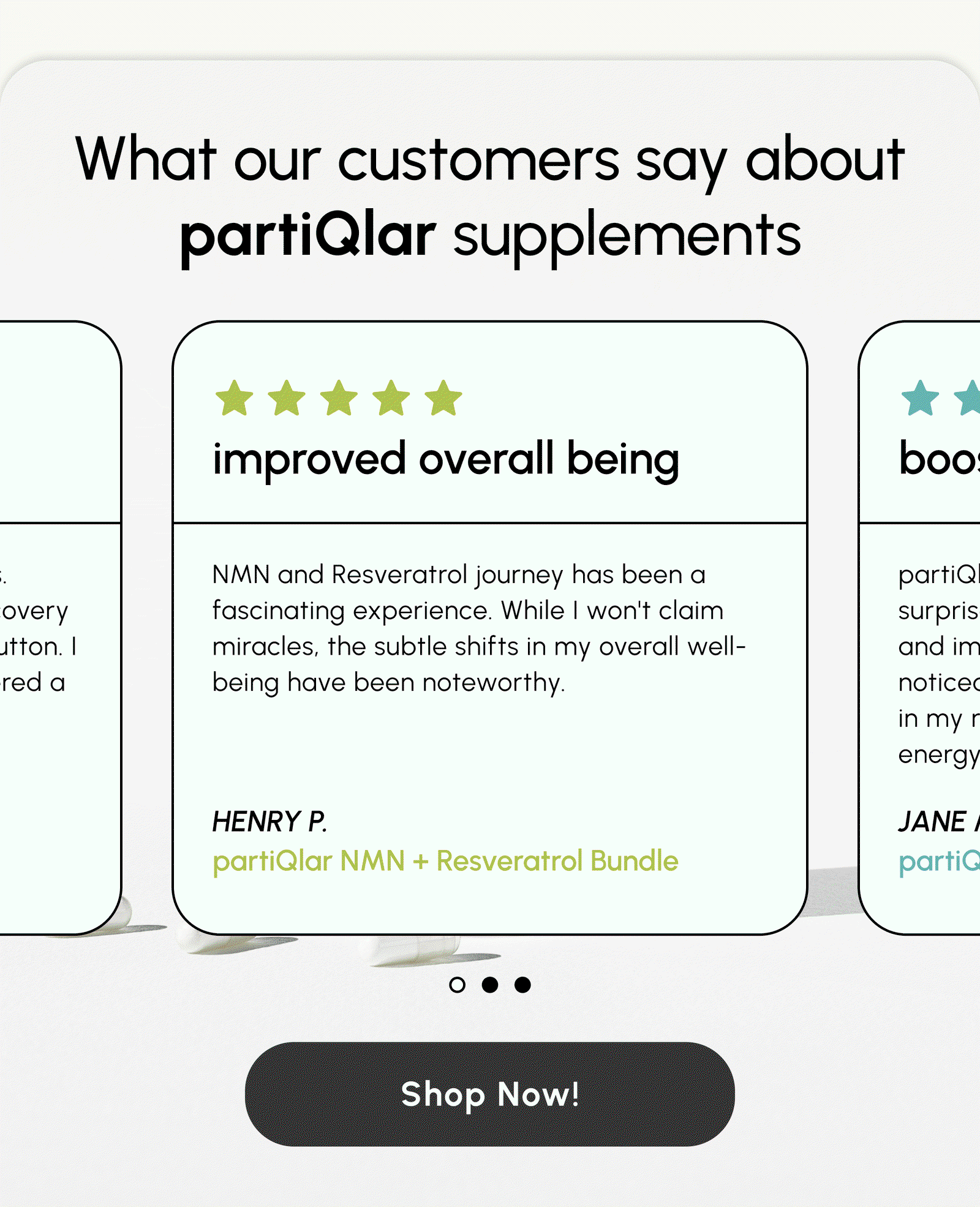 What our customers say about partiQlar supplements