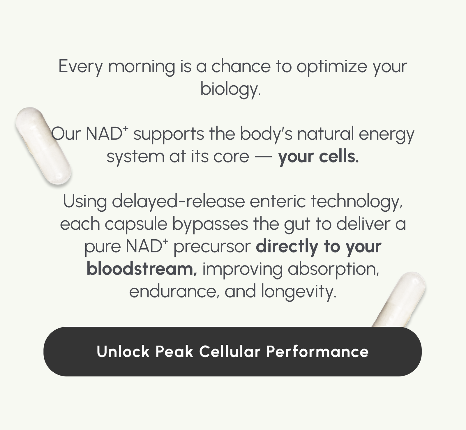 NAD support's the body's natural energy system at its core.