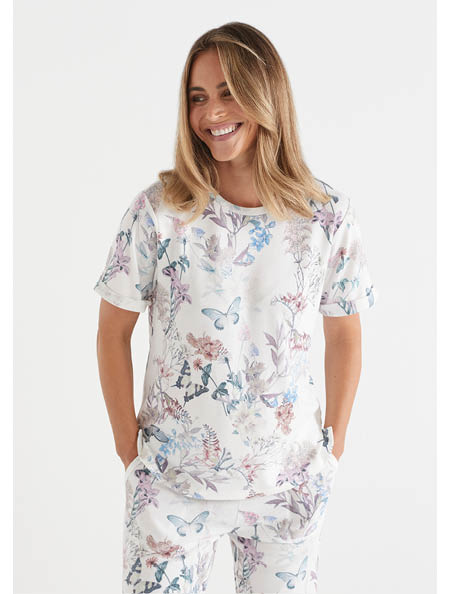 Brushed Butterfly Garden Pyjama Tee