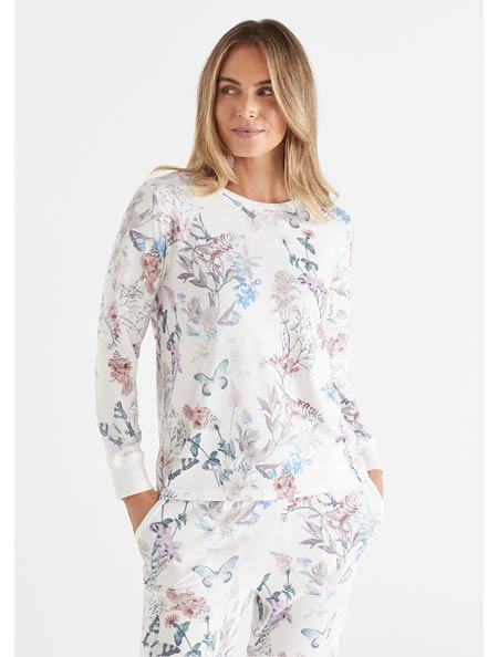 Brushed Butterfly Garden Pyjama Top