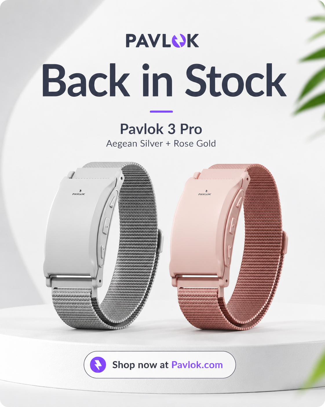 Pavlok 3 Pro in Aegean Silver + Rose Gold