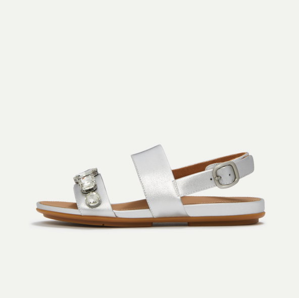 GRACIE Ultra-Jewel Metallic-Leather Back-Strap Sandals
