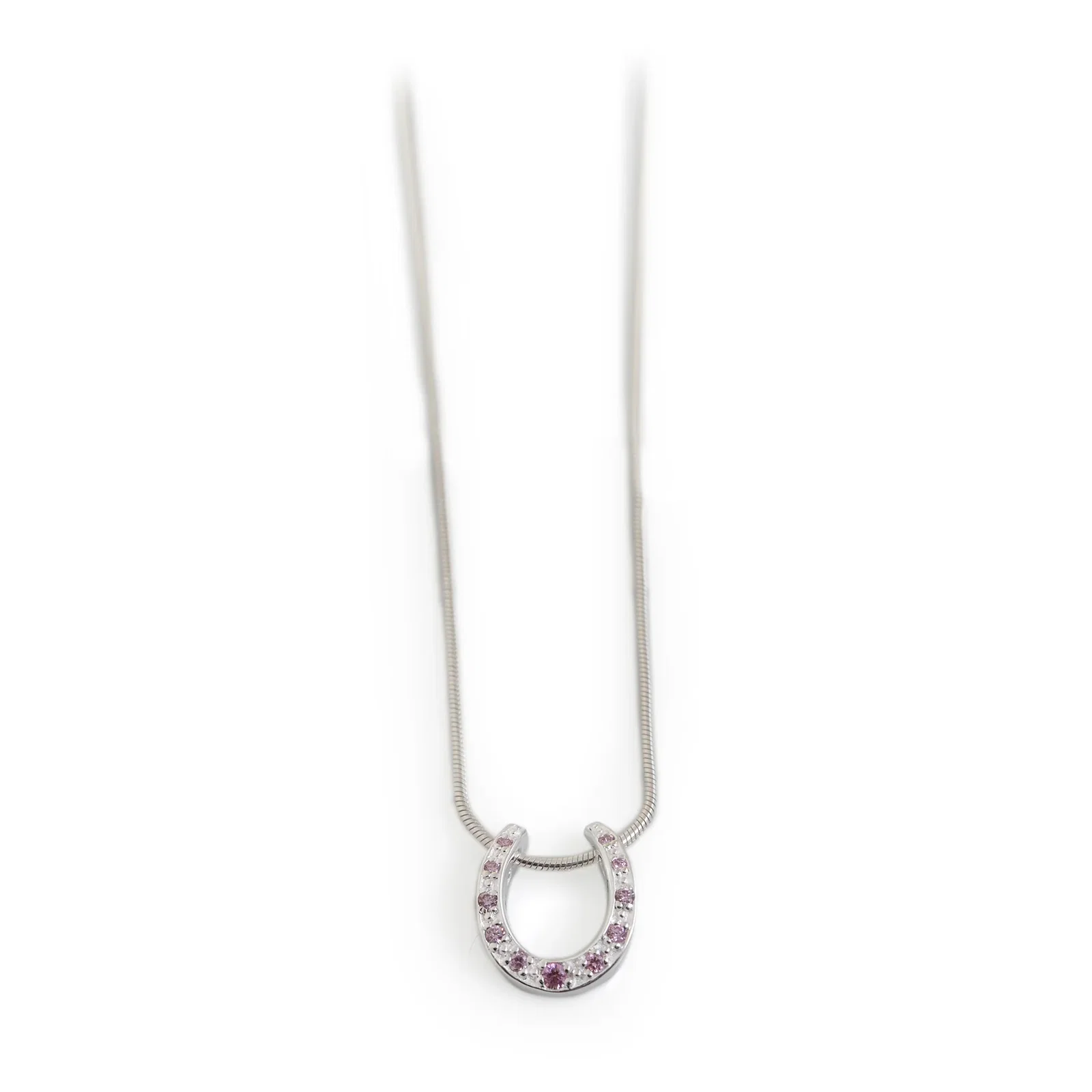 Image of Sterling Silver & CZ Horseshoe Pendant With Chain