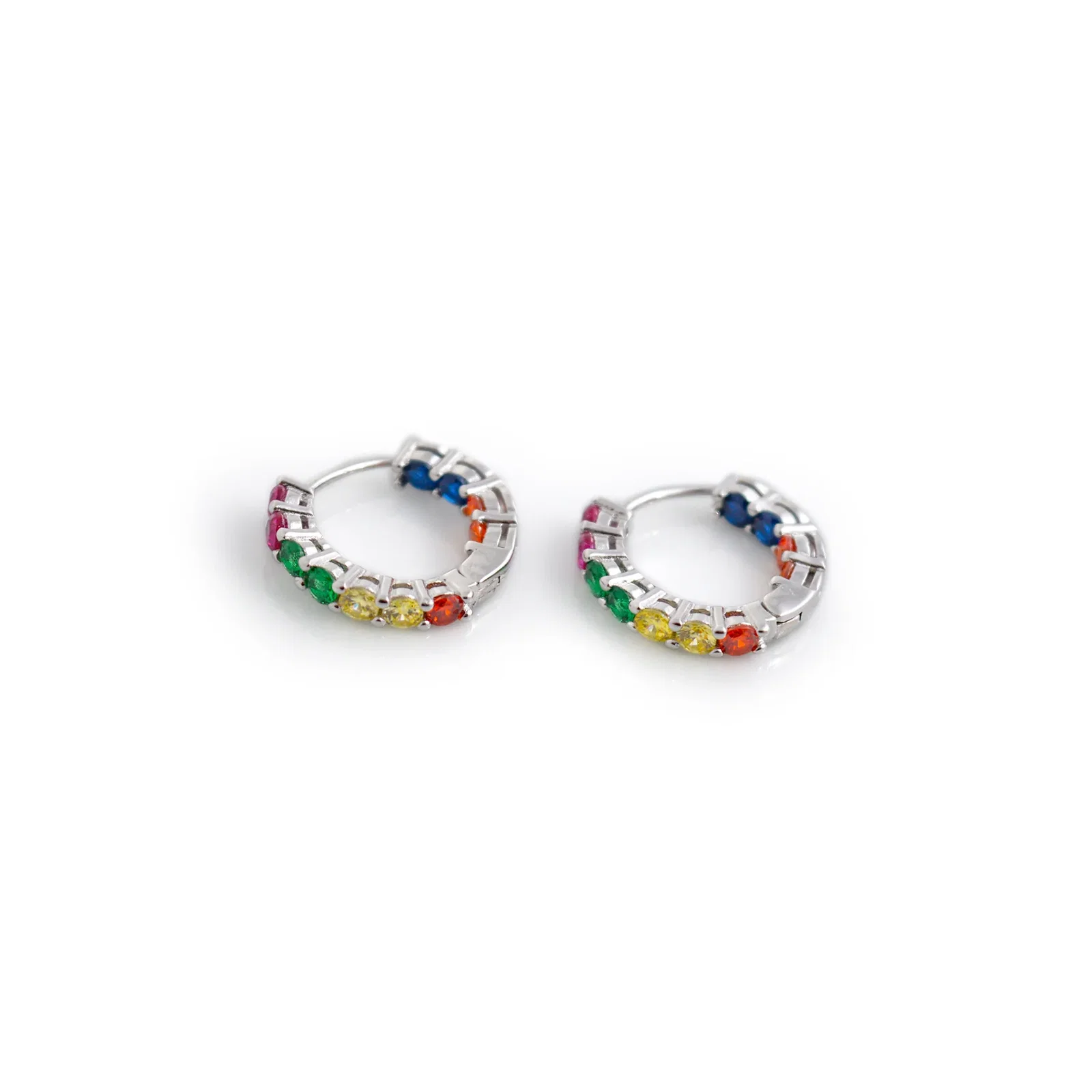 Image of CZ & Sterling Silver Huggie Hoop Earrings