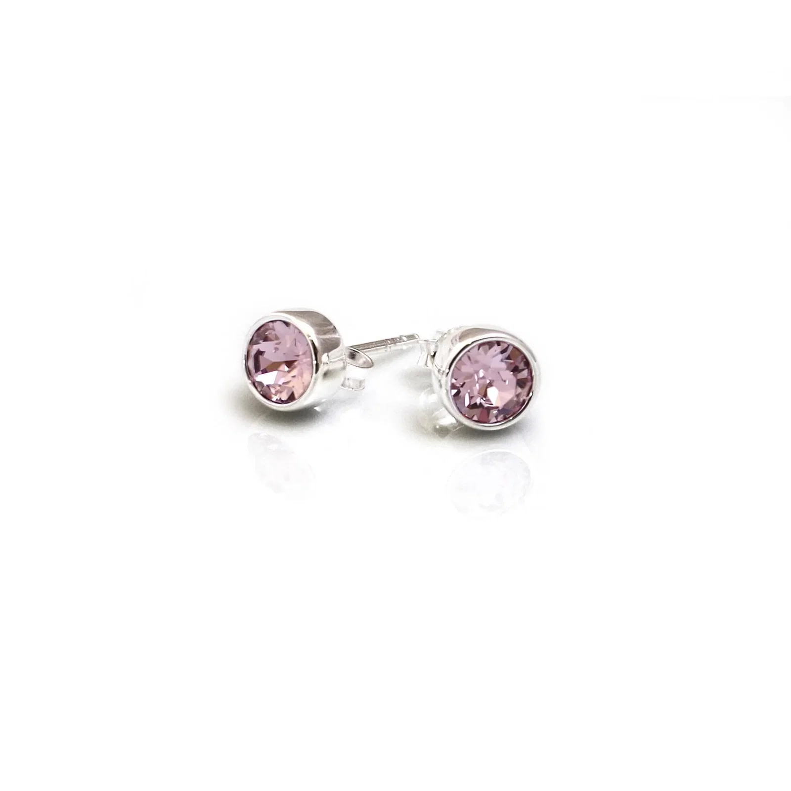 Image of June Birthstone - Sterling Silver & Light Amethyst CZ Stud Earrings