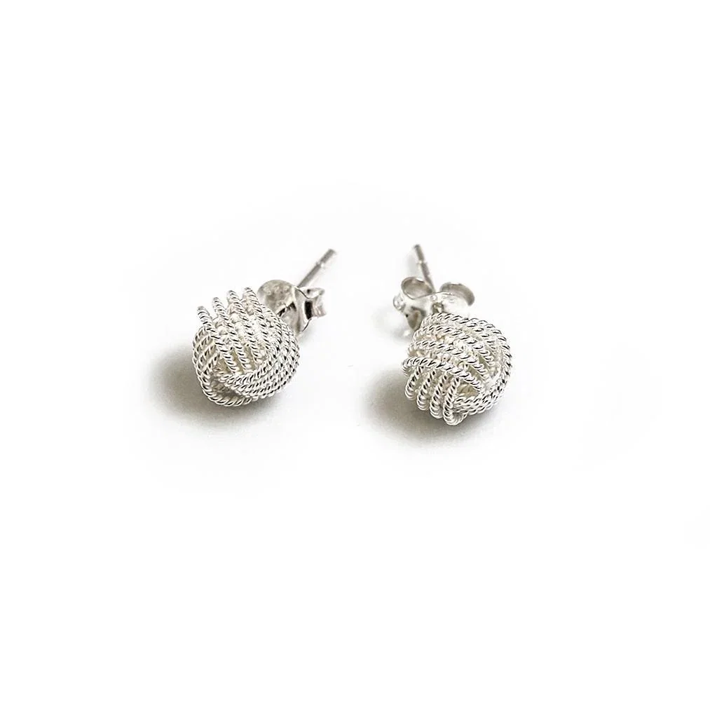 Image of Sterling Silver Beaded Knot Stud Earrings