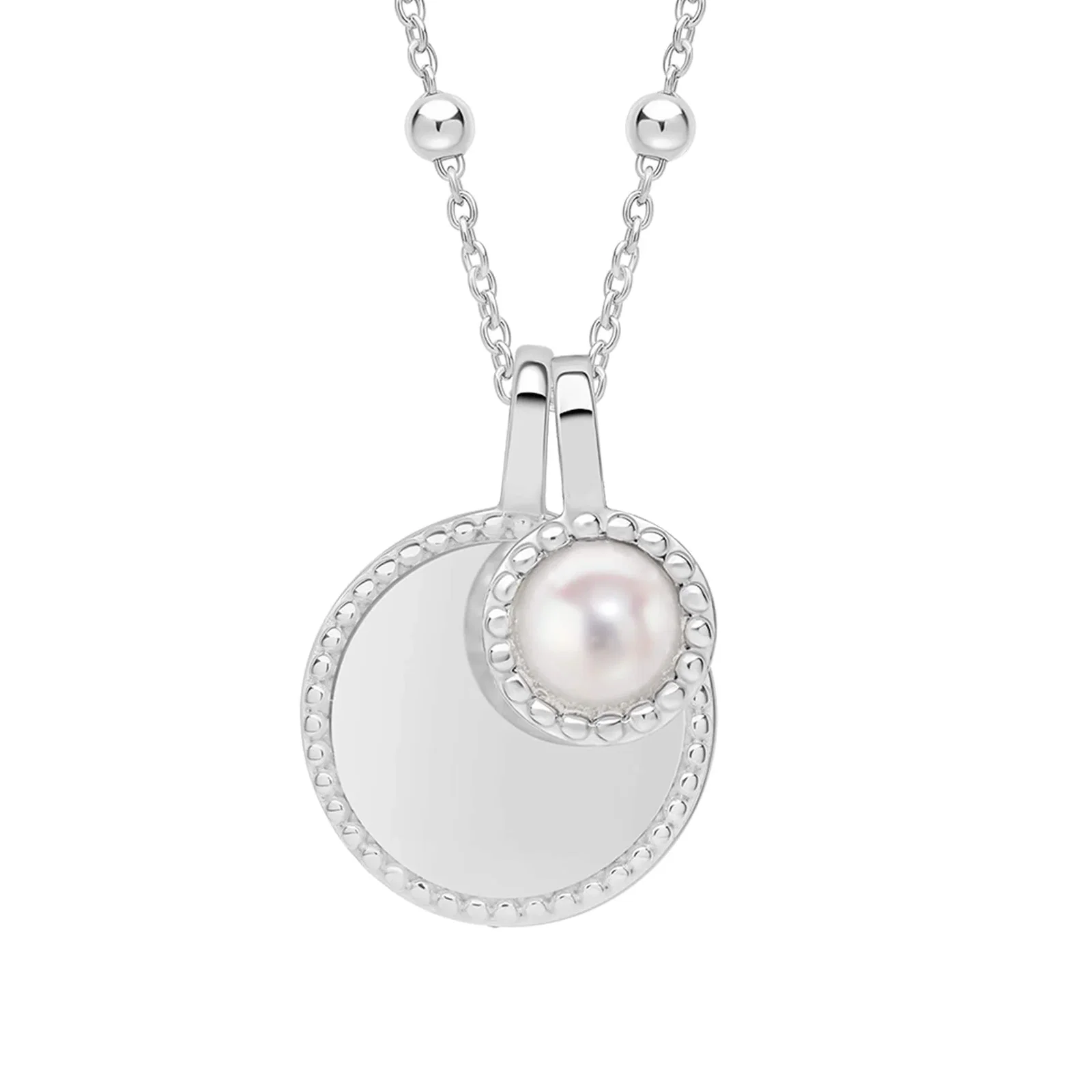 Image of Milgrain Semi-Precious Cabochon June Birthstone Necklace