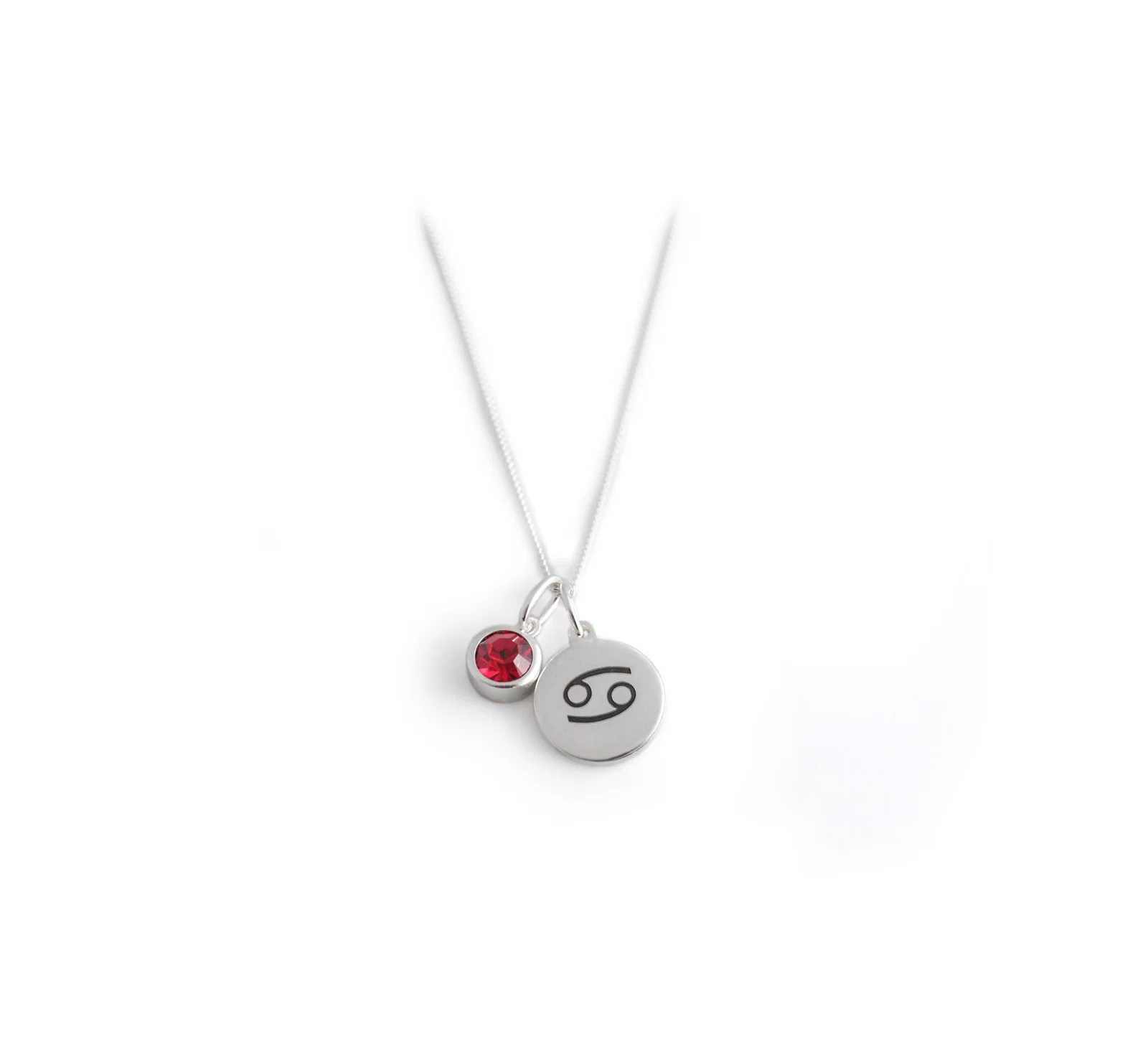 Image of Exclusive Sterling Silver Cancer Zodiac CZ Birthstone Necklace