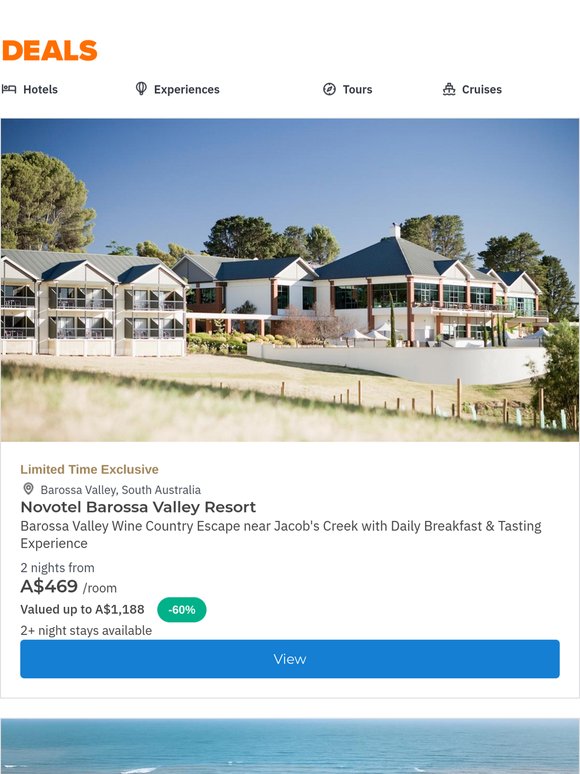 Novotel Barossa Valley Wine Country Retreat w. Nightly Drinks & Wine Tasting