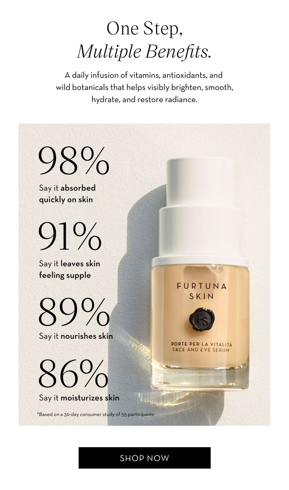 Our Face & Eye Serum is wildly potent & undeniably effective. Learn more about its user proven results.