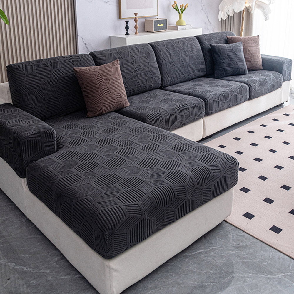 Water-Resistant Honeycomb Jacquard Stretch Sofa Cover – Full-Cover Pet-Friendly Couch Protector