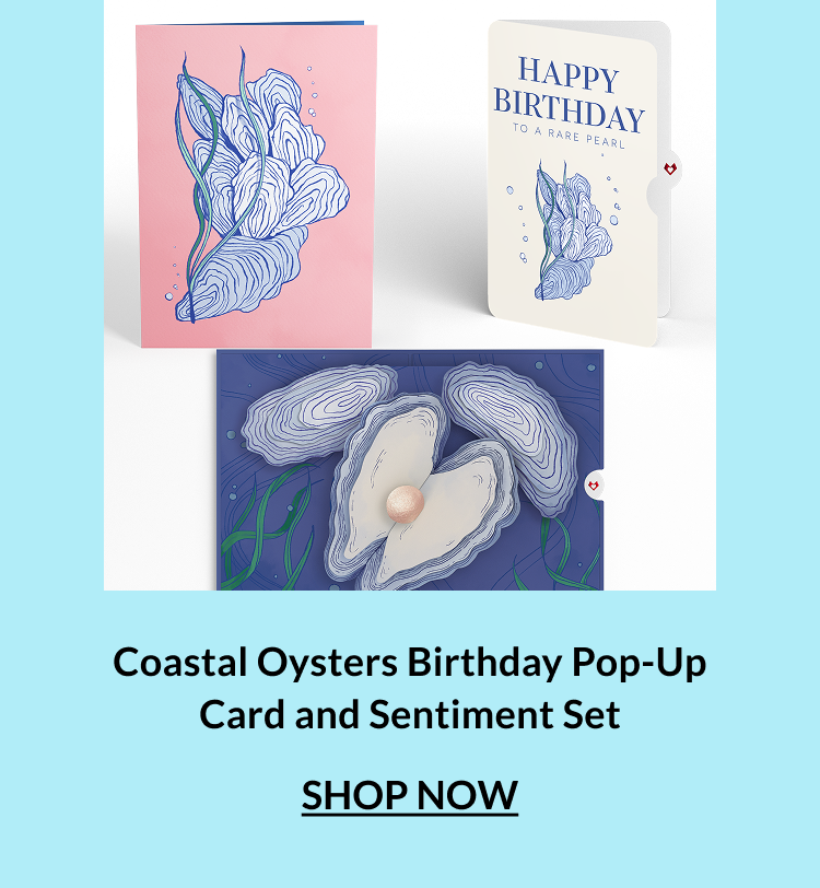 Coastal Oysters Birthday Pop-Up Card and Sentiment Set.