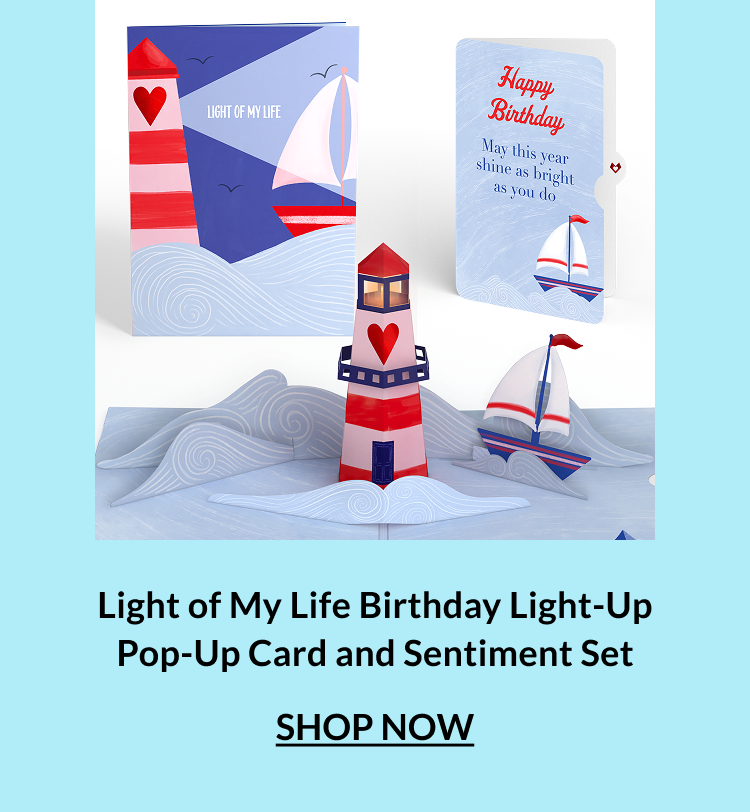 Light of My Life Birthday Light-Up Pop-Up Card and Sentiment Set.