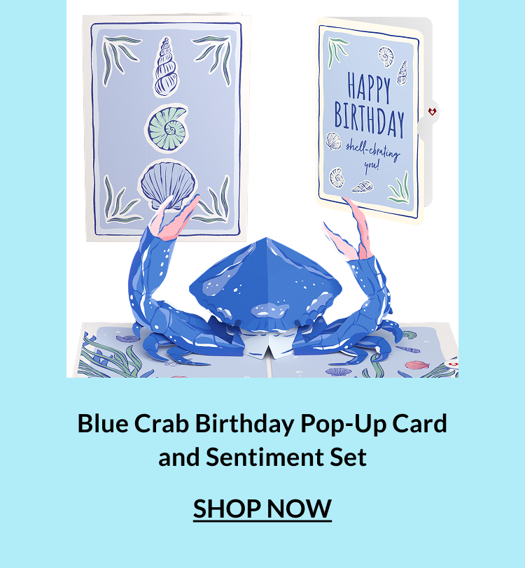 Blue Crab Birthday Pop-Up Card and Sentiment Set.
