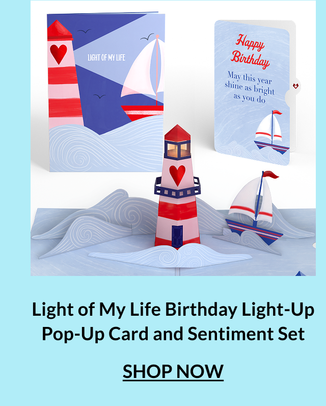 Light of My Life Birthday Light-Up Pop-Up Card and Sentiment Set.