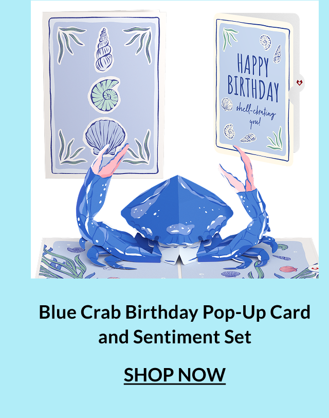 Blue Crab Birthday Pop-Up Card and Sentiment Set.