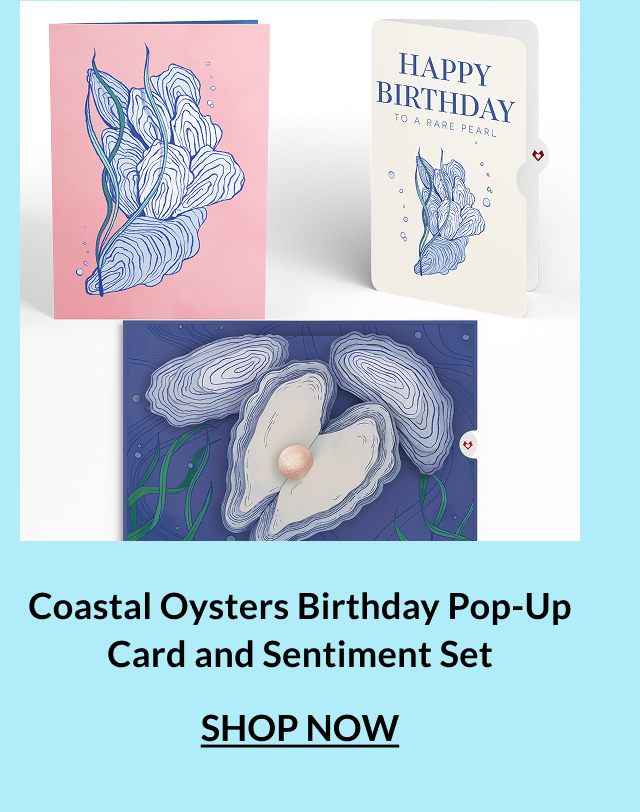 Coastal Oysters Birthday Pop-Up Card and Sentiment Set.