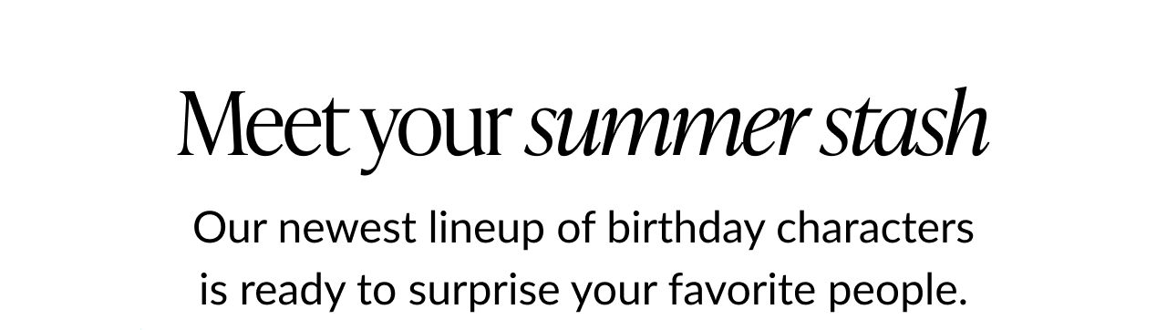 Summer birthday new arrivals featuring mermaid, alligator, possum and pickle cards.