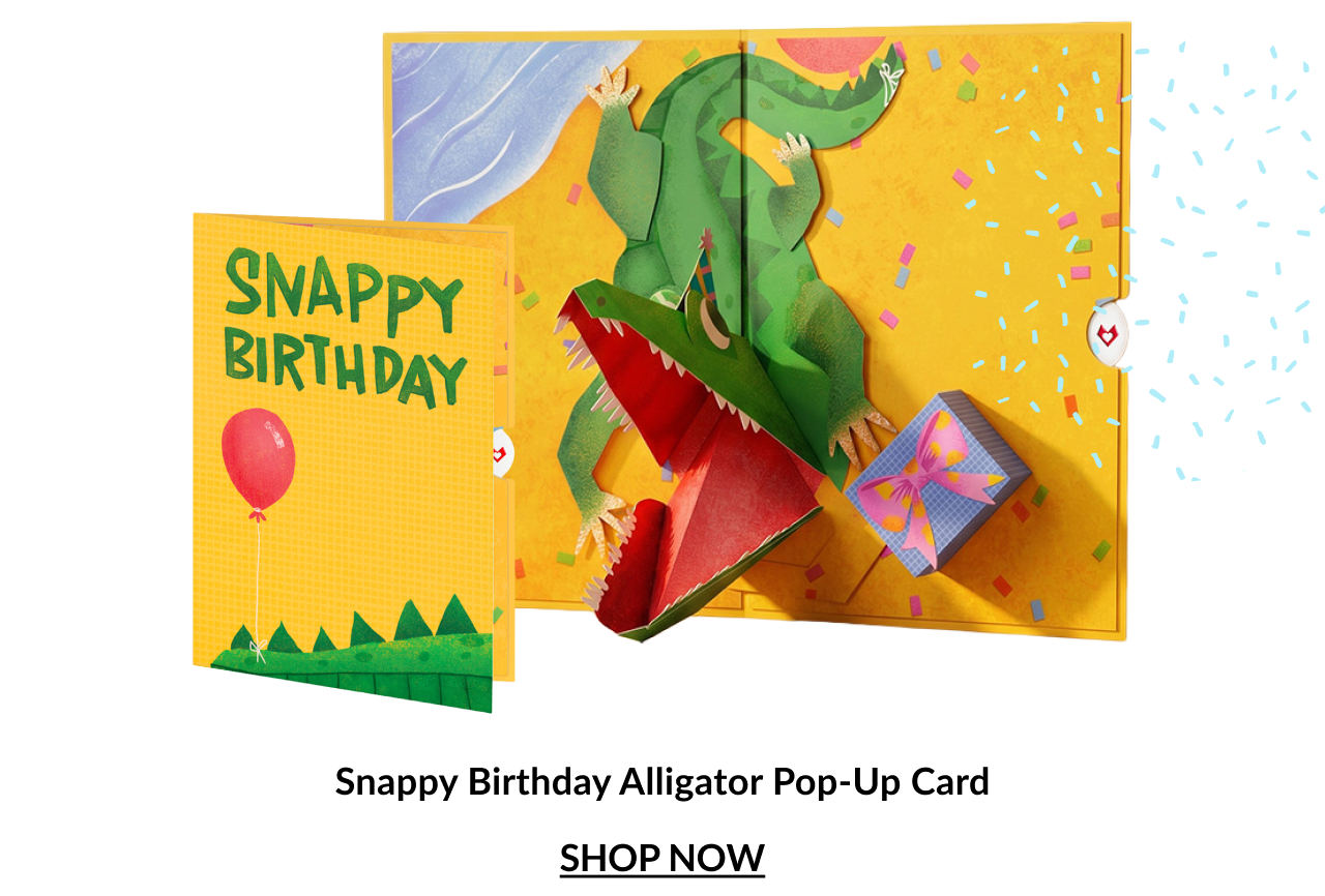 Snappy Birthday Alligator Pop-Up Card.