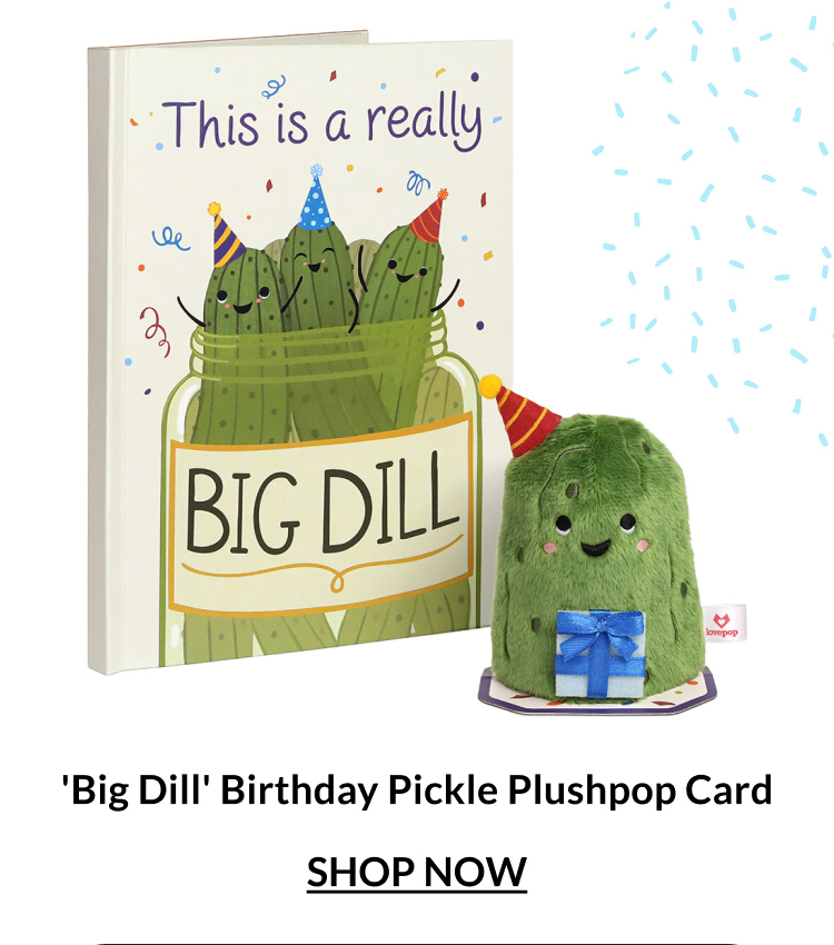 Big Dill Birthday Pickle Plushpop Card.