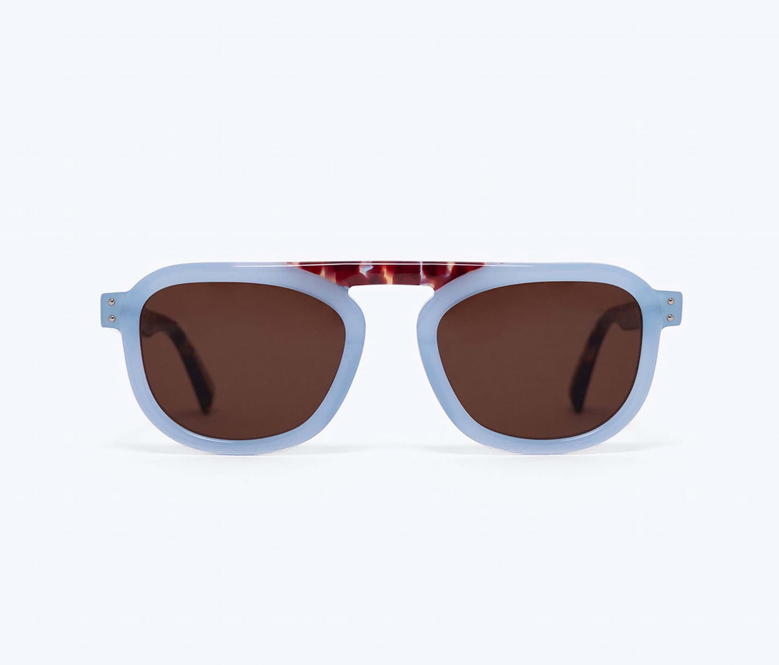 blue sunglasses with brown lenses 