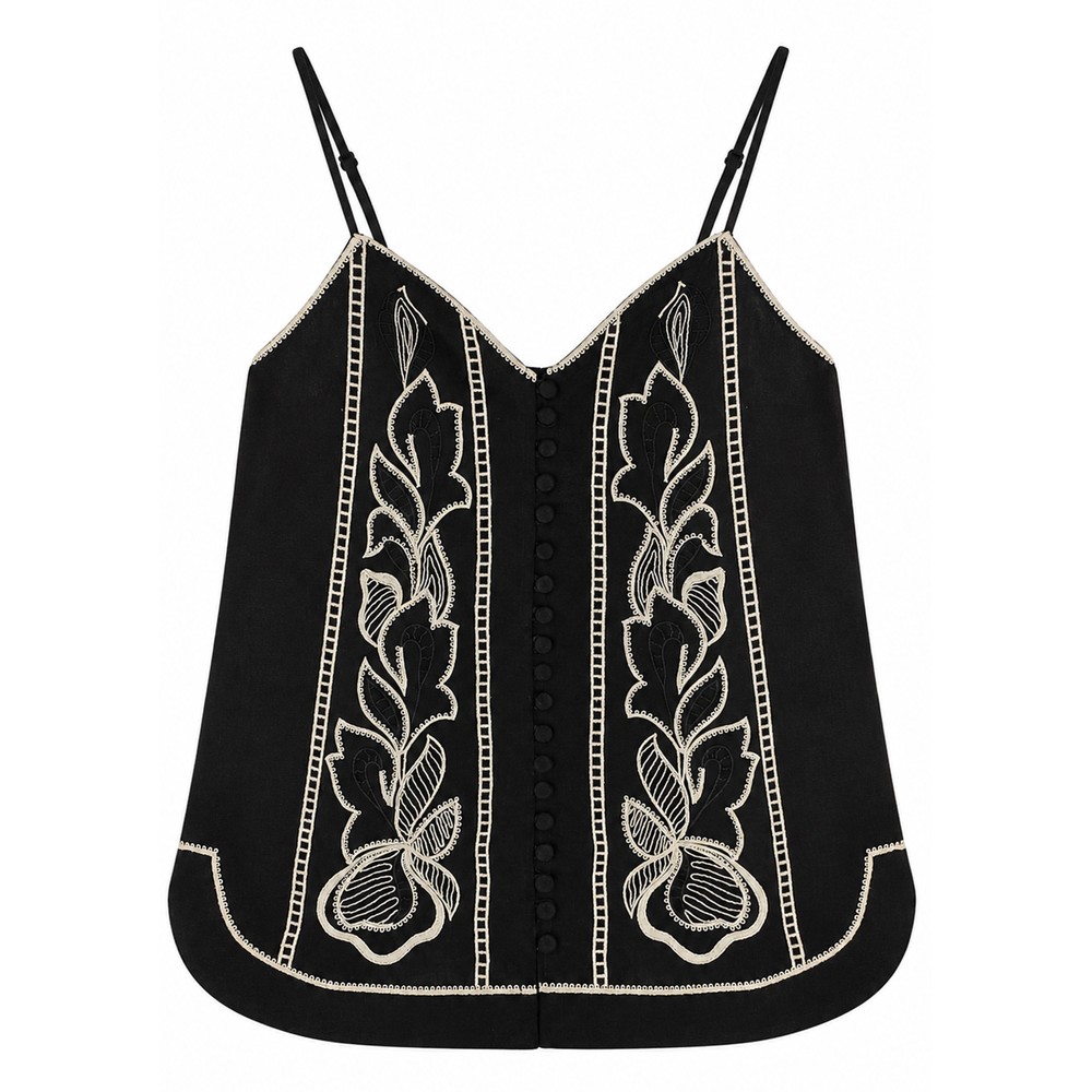 Image of Tarim Embroidered Cami - Onyx