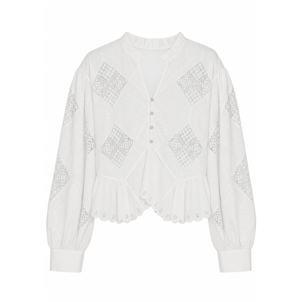 Image of Yorken Broderie Anglaise Top - White