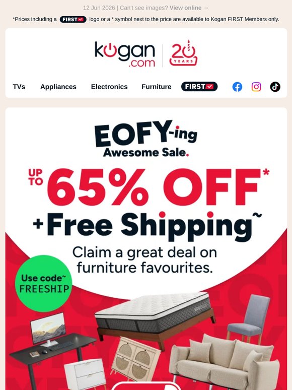 Up to 65% OFF + Free Shipping on furniture favourites in our EOFY Sale!