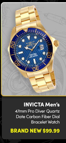 INV-54661  INVICTA | Men's 47mm Pro Diver Quartz Date Carbon Fiber Dial Bracelet Watch  Brand New $99.99