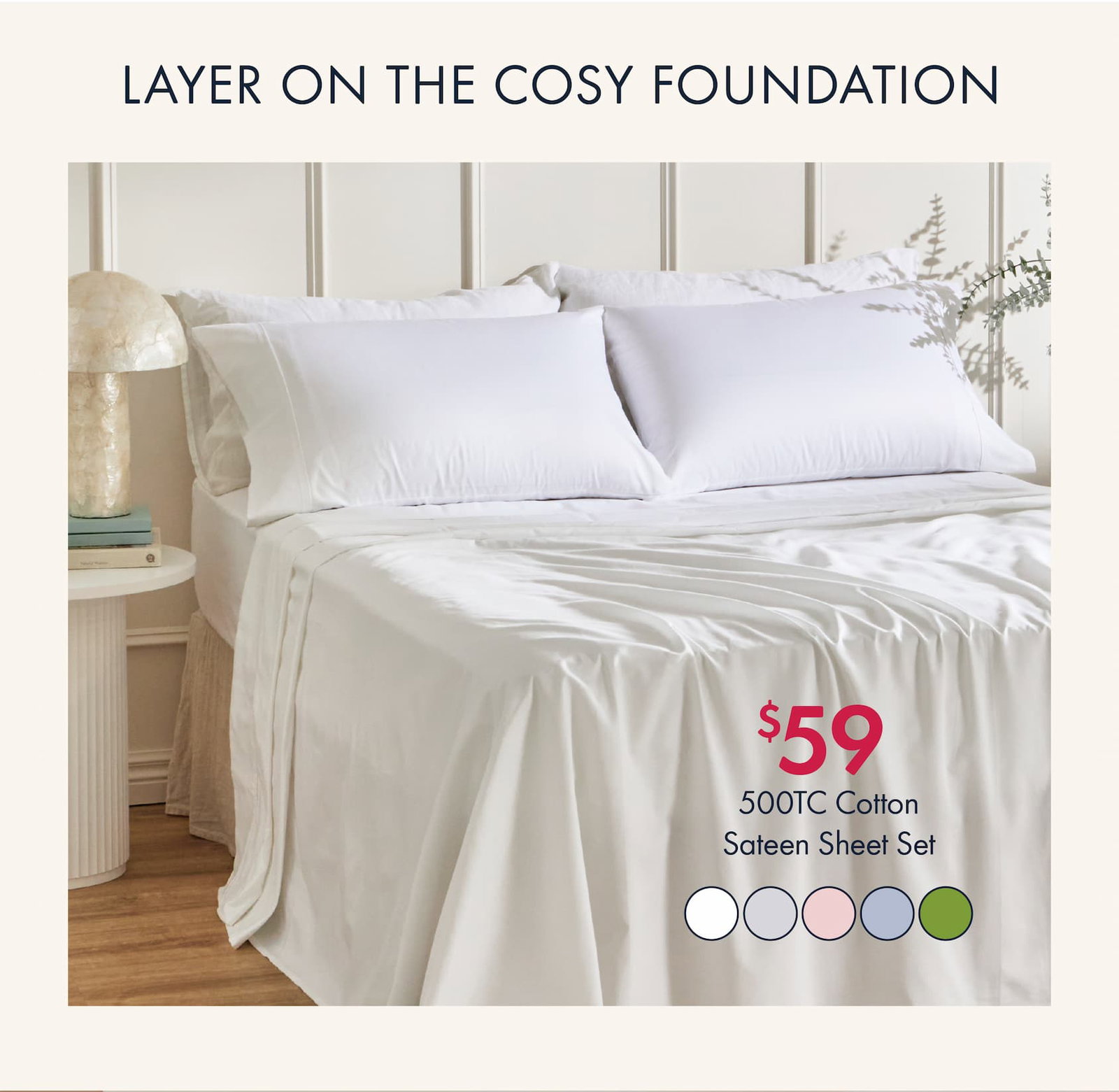 500TC Cotton Sateen Sheet Set
