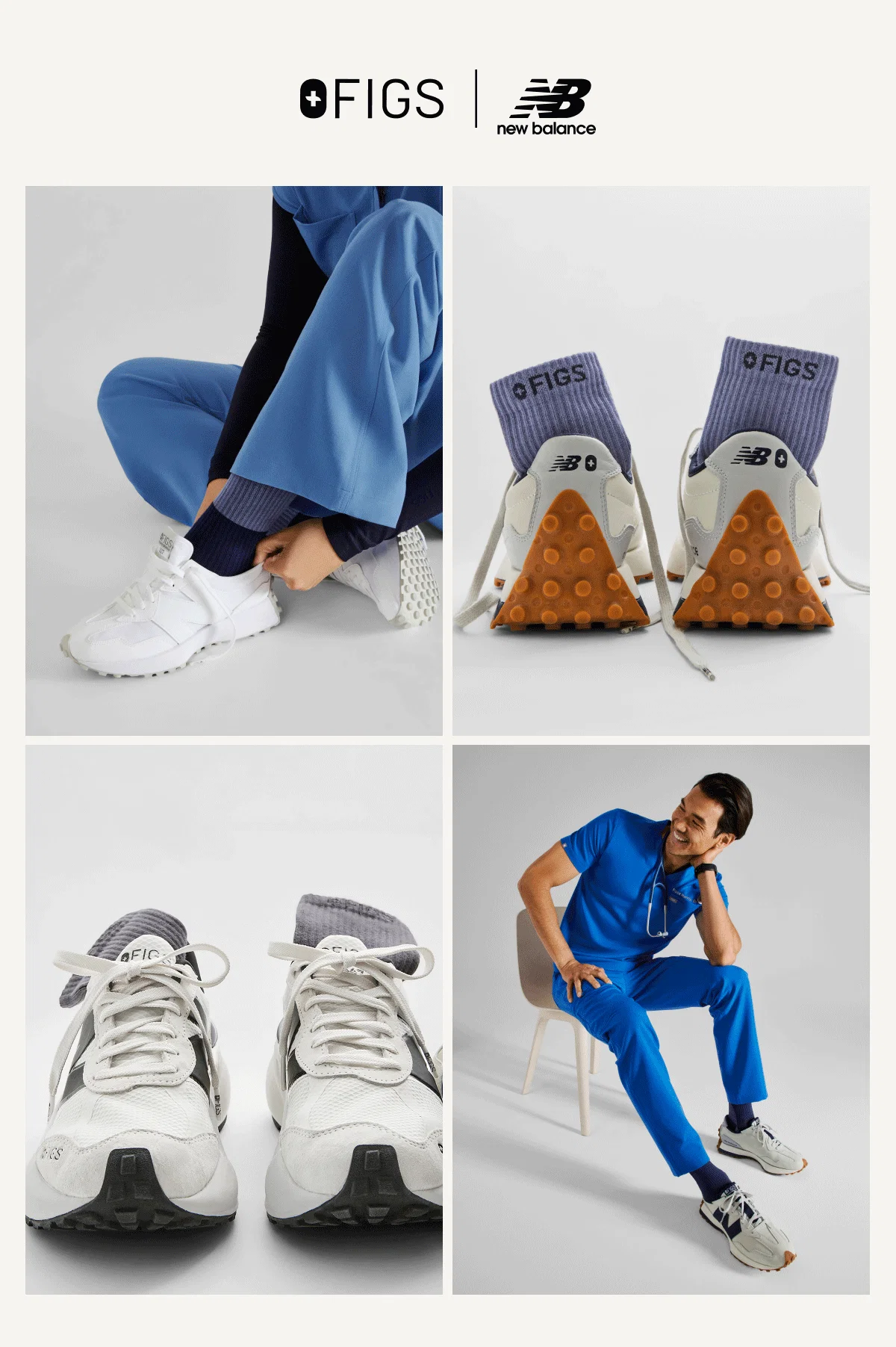 FIGS | ArchTek® medical-grade compression socks + FIGS | New Balance sneakers. A duo so supportive your therapist might get jealous.